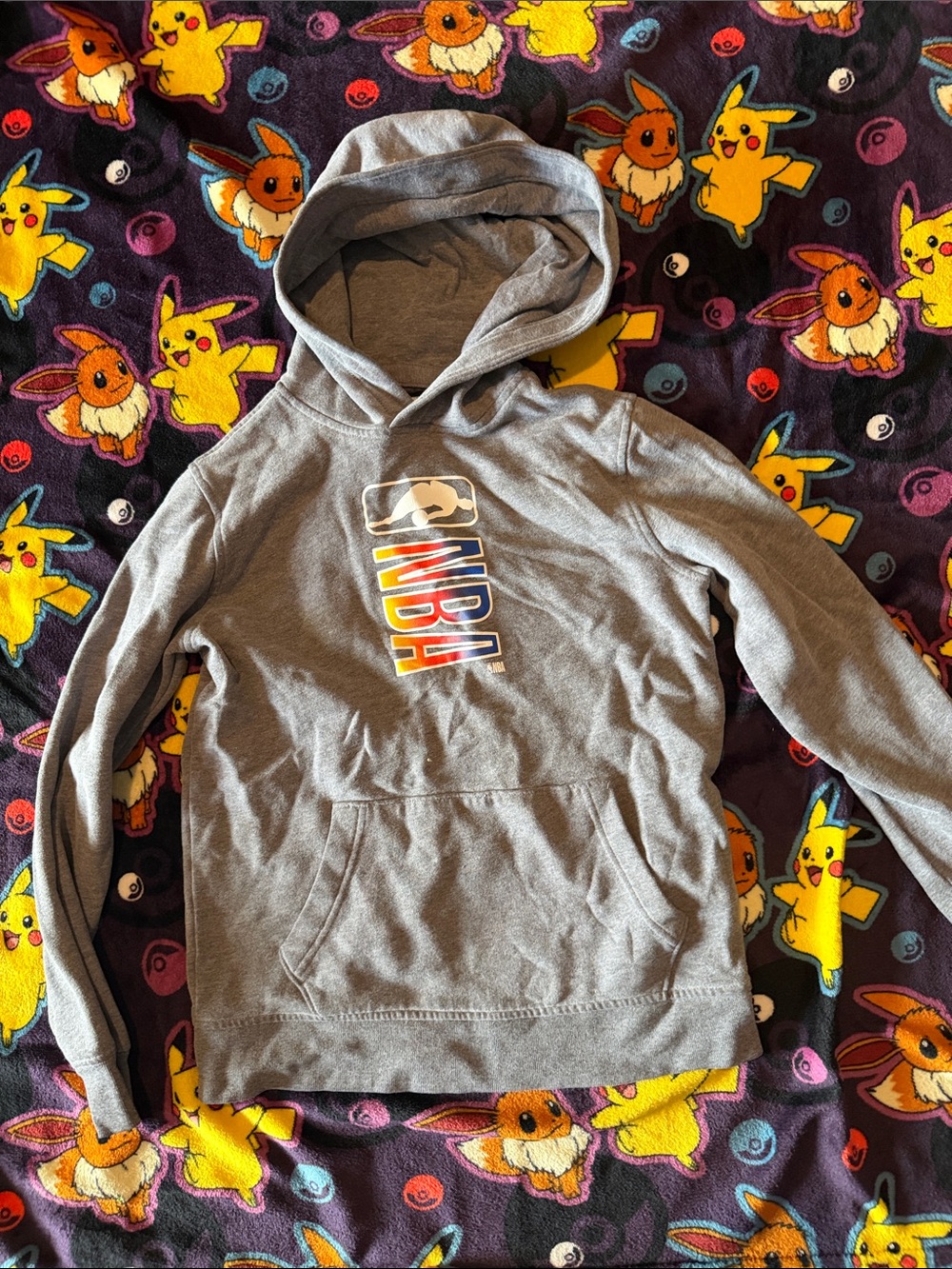 abercrombie kids Gray Hoodie with Multicolor NBA Logo
